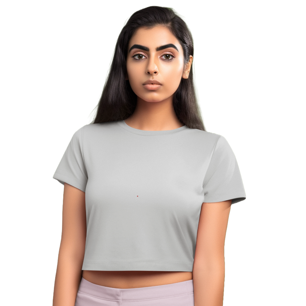 Women's Crop Top - Grey Melange (Plain)