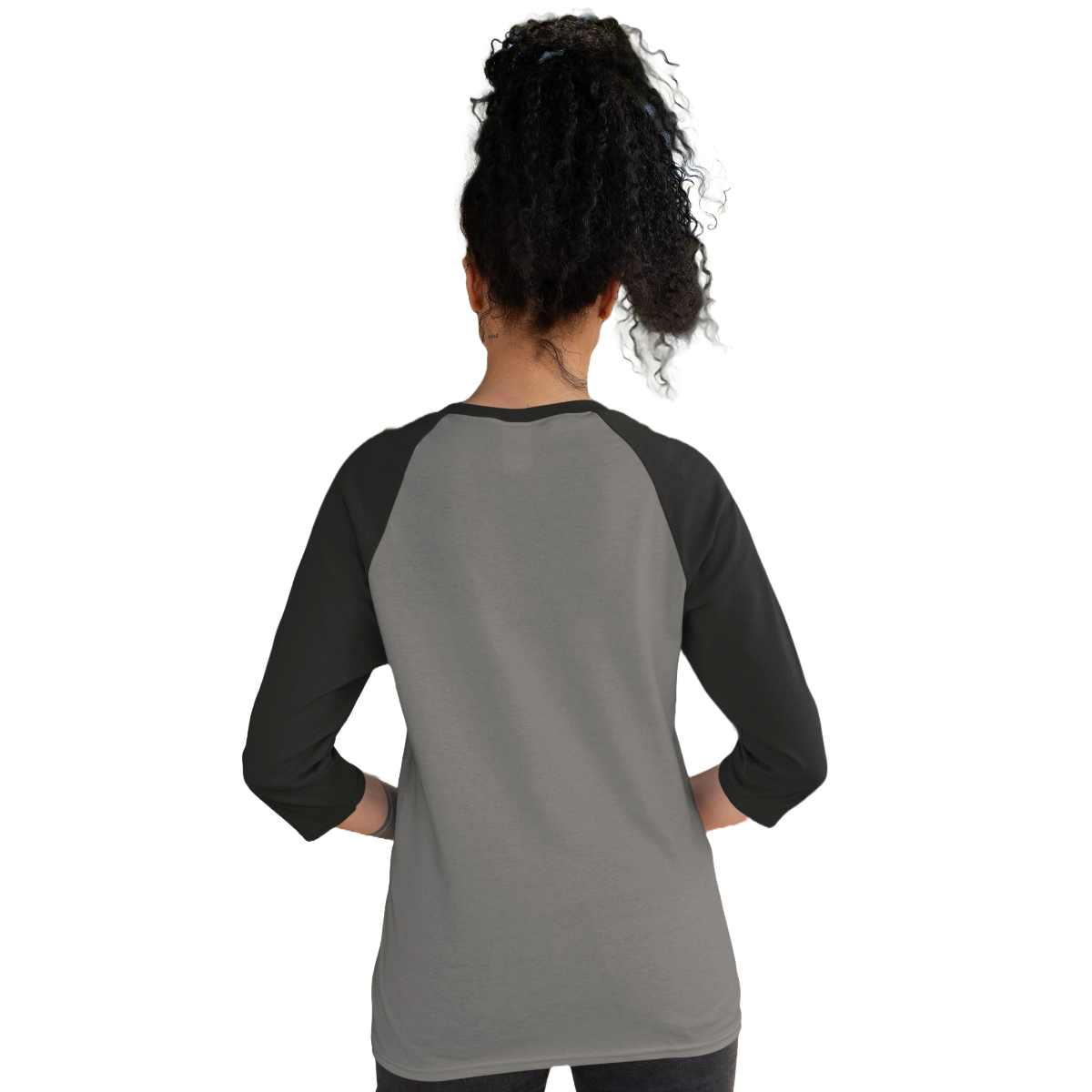 Women's Raglan T-shirt - Charcoal Melange and Black (Plain)