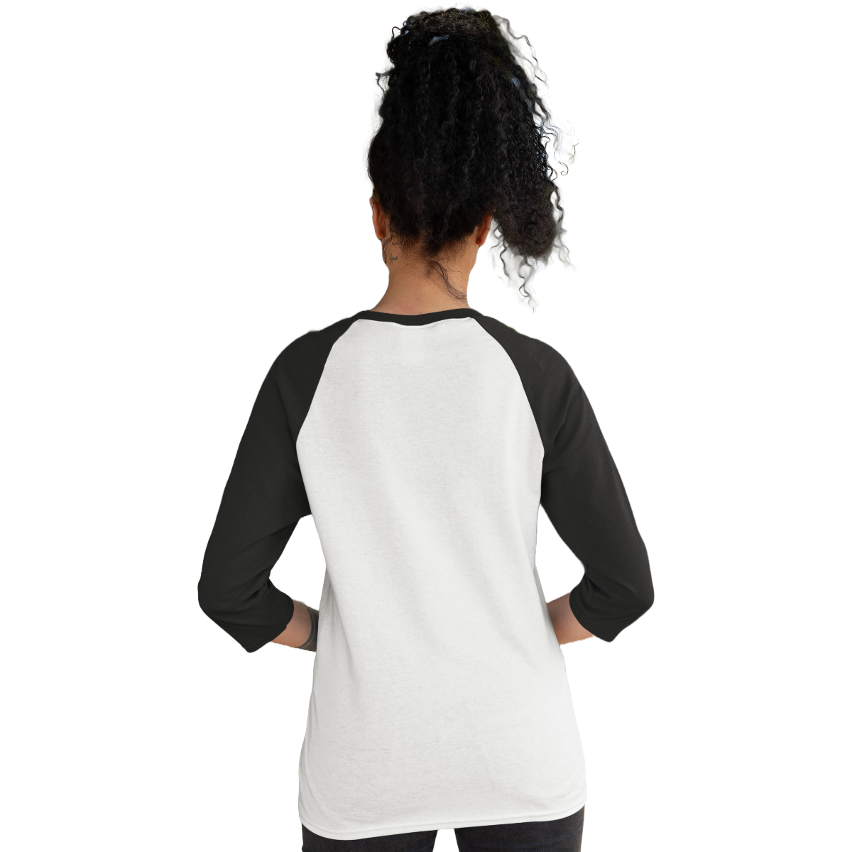 Women's Raglan T-shirt - White and Black (Plain)