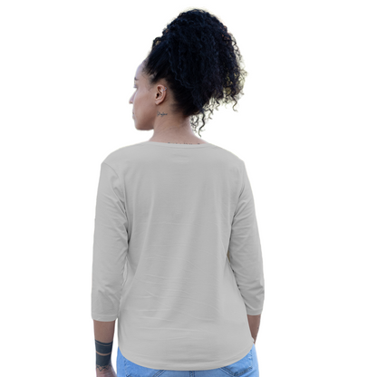 Women's 3/4 Sleeve T-shirt - Grey Melange (Plain)