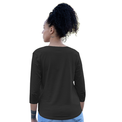 Women's 3/4 Sleeve T-shirt - Black (Plain)