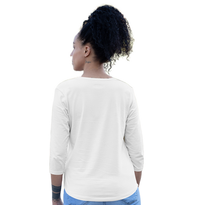 Women's 3/4 Sleeve T-shirt - White (Plain)