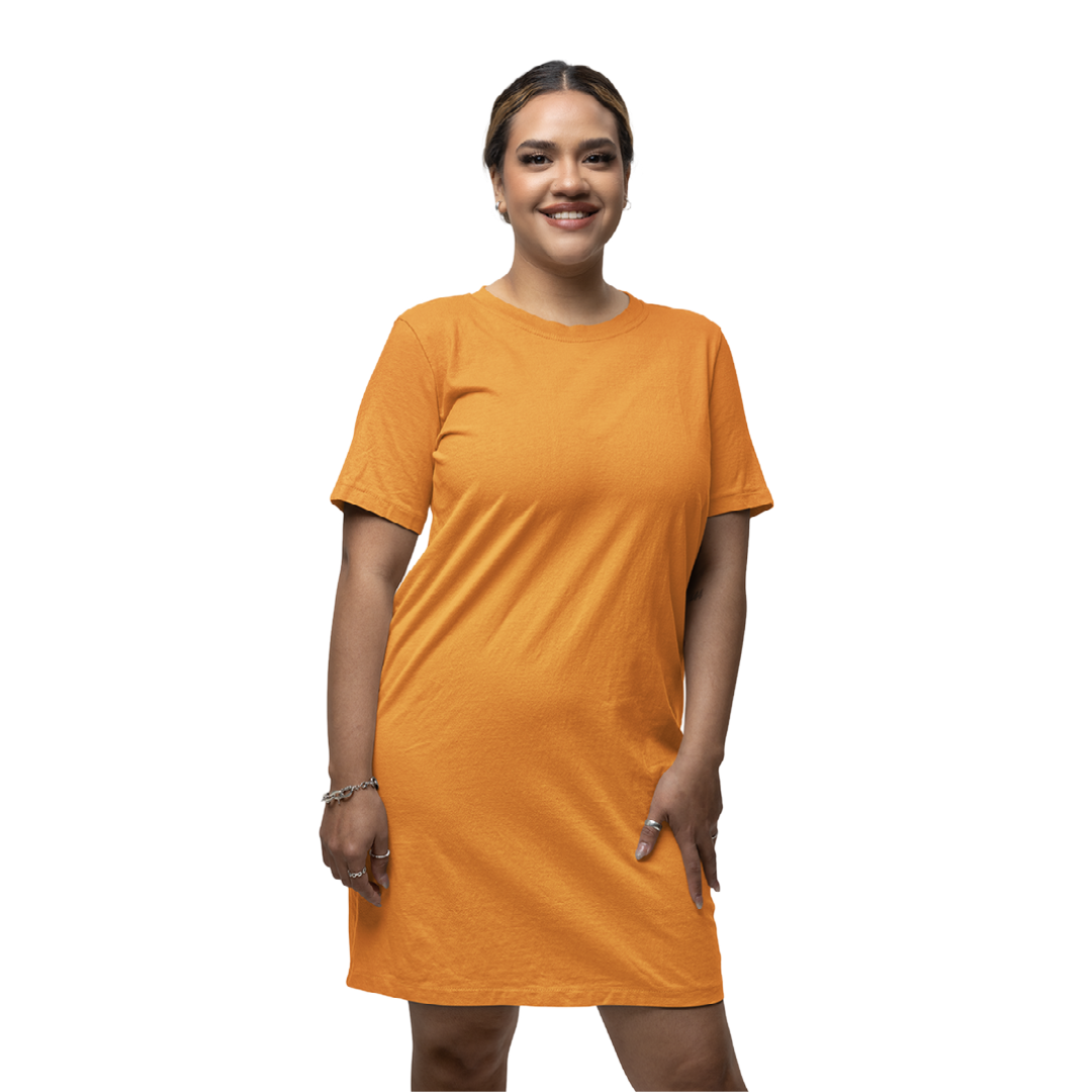 Women's T-shirt Dress - Golden Yellow (Plain)