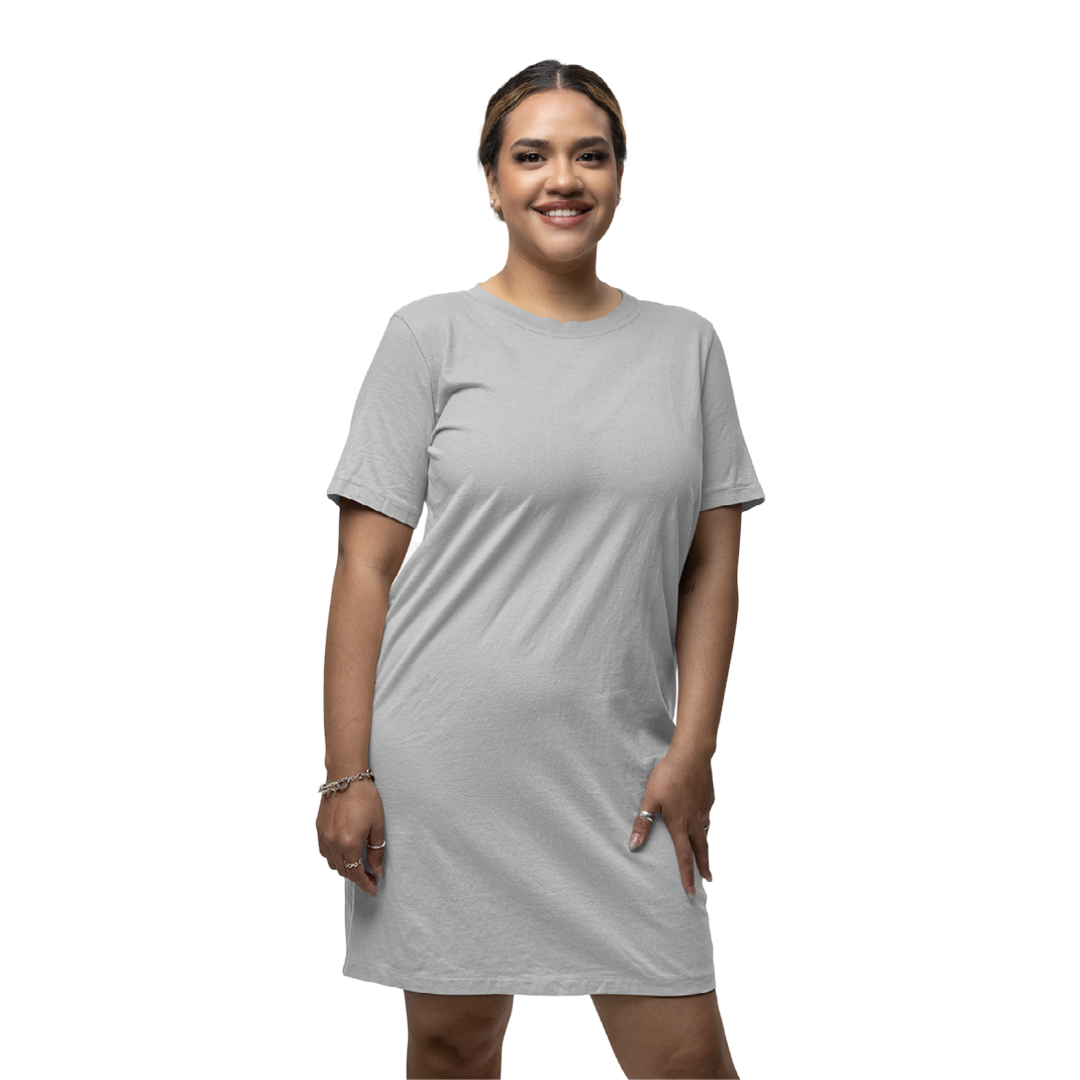 Women's T-shirt Dress - Grey Melange (Plain)