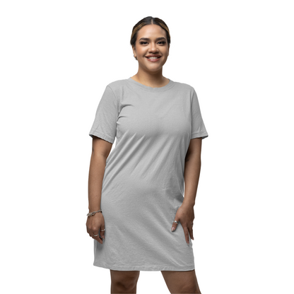 Women's T-shirt Dress - Grey Melange (Plain)