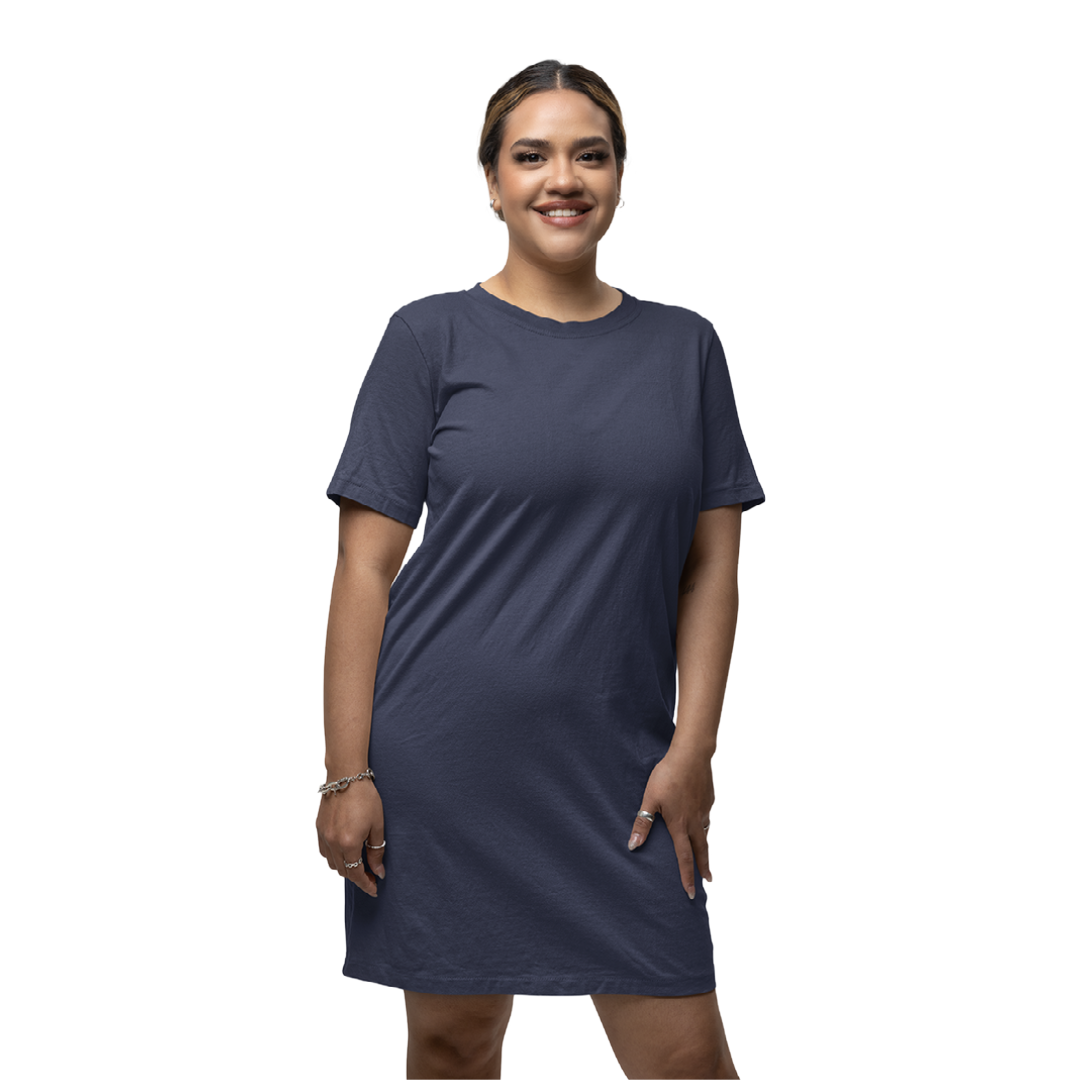 Women's T-shirt Dress - Navy Blue (Plain)