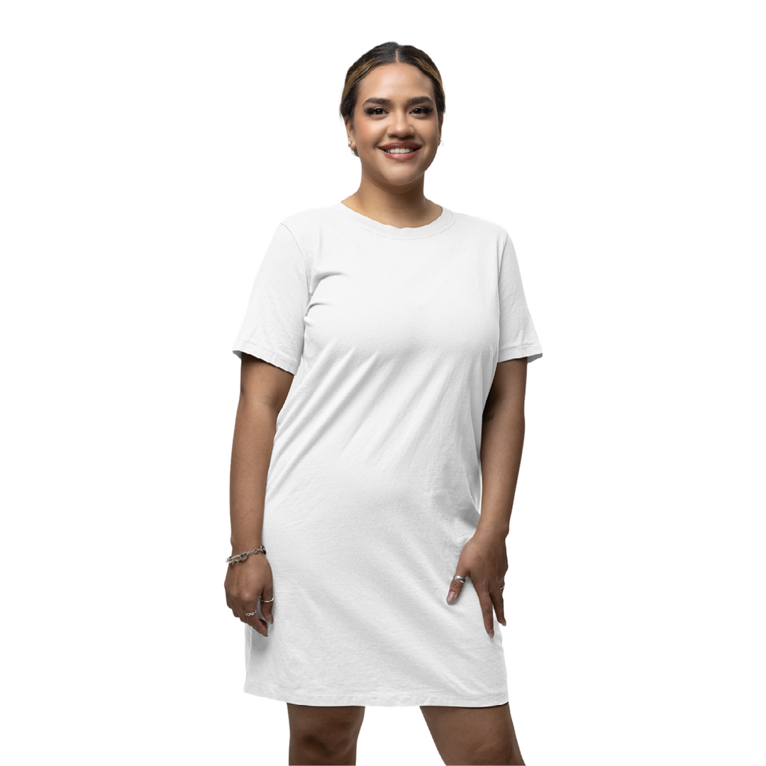 Women's T-shirt Dress - White (Plain)