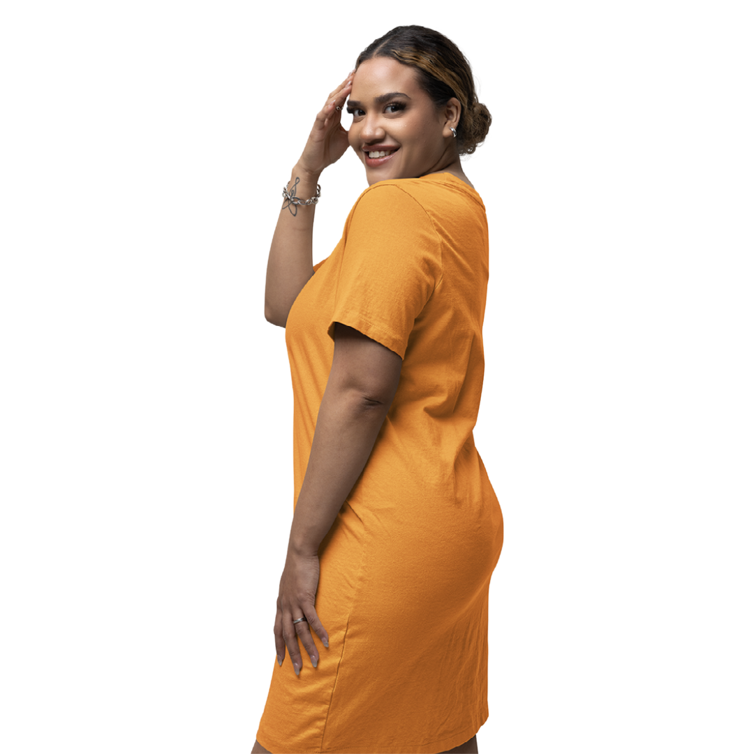 Women's T-shirt Dress - Golden Yellow (Plain)