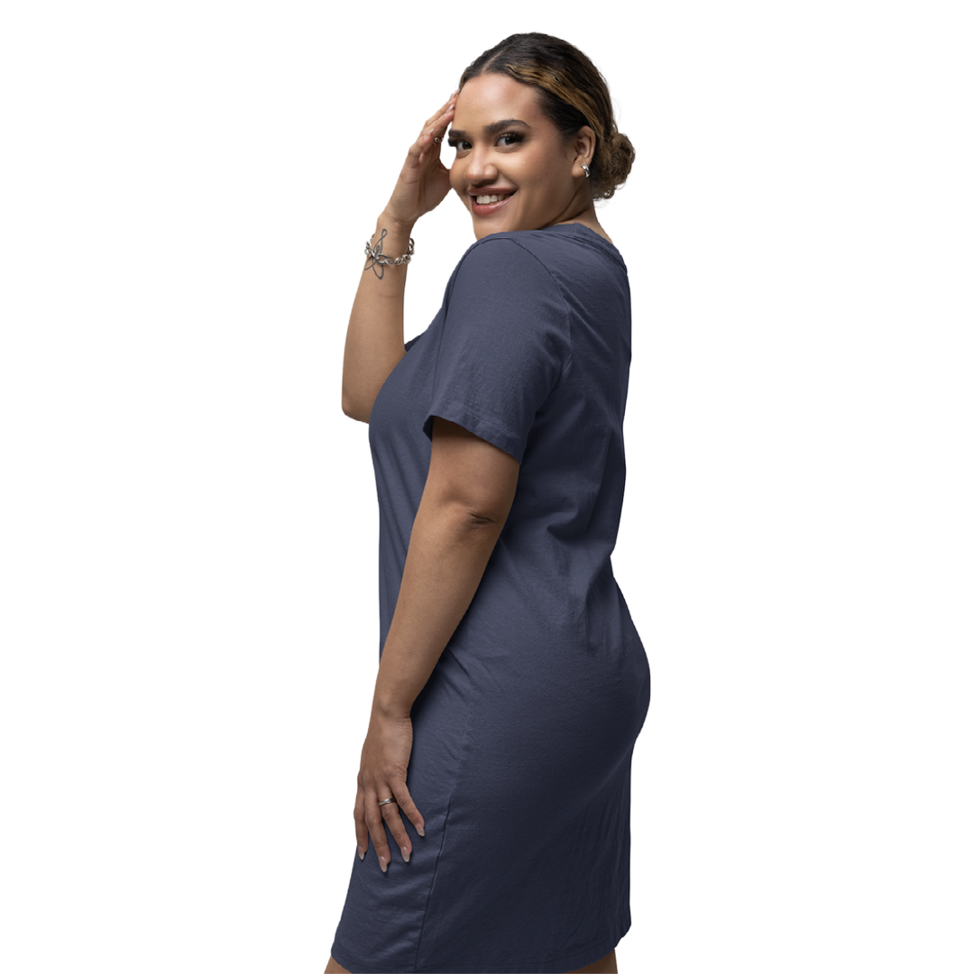 Women's T-shirt Dress - Navy Blue (Plain)