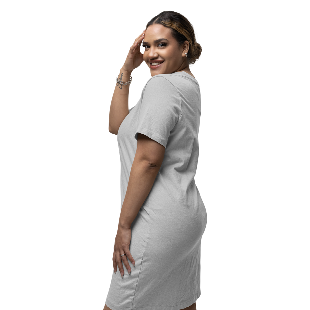Women's T-shirt Dress - Grey Melange (Plain)